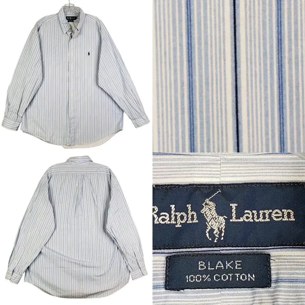 Polo Ralph Lauren Oxford Shirt Mens Size XL Button Down Blue Striped Blake